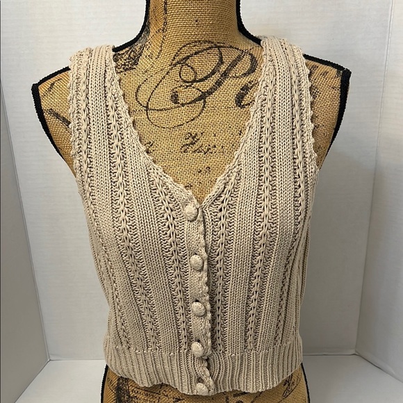 90’s VINTAGE MODA INTERNATIONAL KNIT CROP VEST TOP MEDIUM - Picture 1 of 11